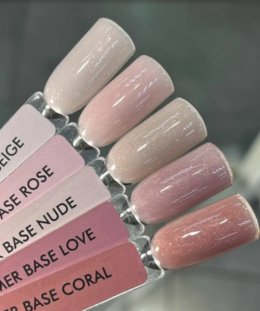 ONE NAIL   База камуфлирующая эластичная c шиммером  (легкие в снятии)  Base  SHIMMER   ROSE  (шайба)   30мл